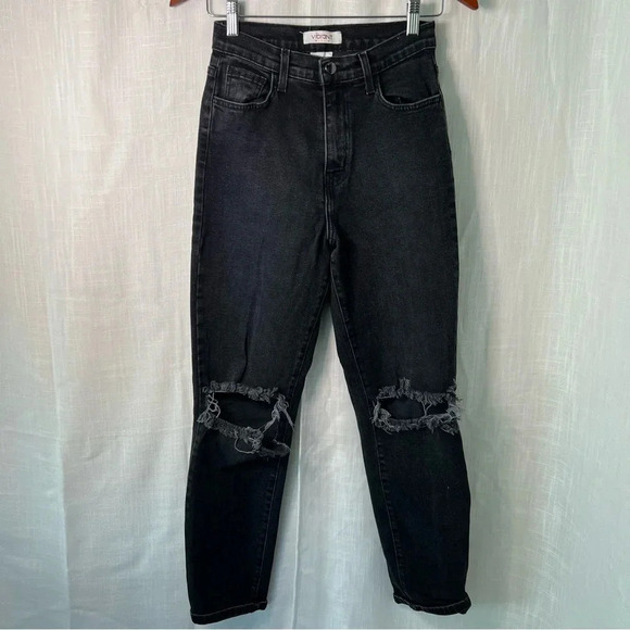Vibrant M.I.U Black High Rise Ripped Jeans Size 27 - Picture 1 of 6